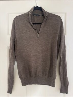 Saks Fifth Avenue Men's Taupe Zip-Front Sweater